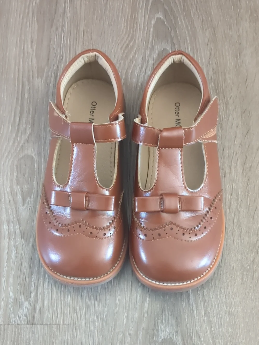 Brown T-Strap Kids Shoes